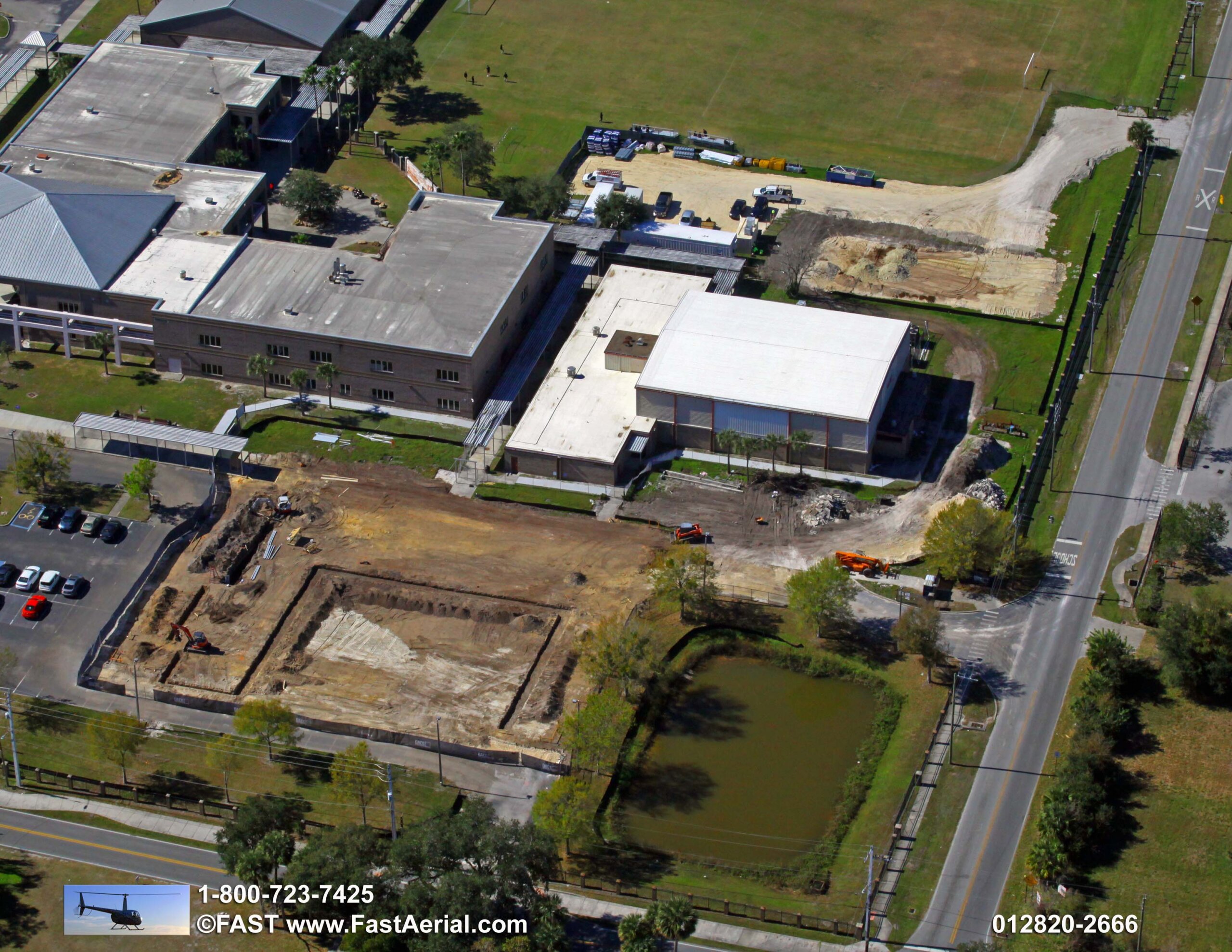 Aerial photo of Crooms Academy of Information Technology Gymnasium & Central Energy Plant